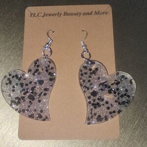 Black and Silver Heart Earrings